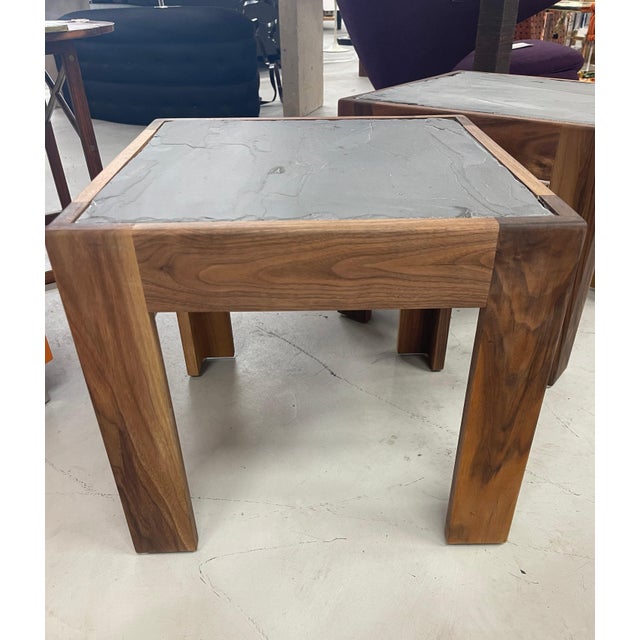 Custom Walnut and Slate Tables For Sale In Palm Springs - Image 6 of 12