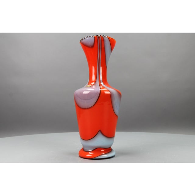 Italian Opaline Florence Glass Vase in Red and Grey, 1970s For Sale - Image 6 of 15