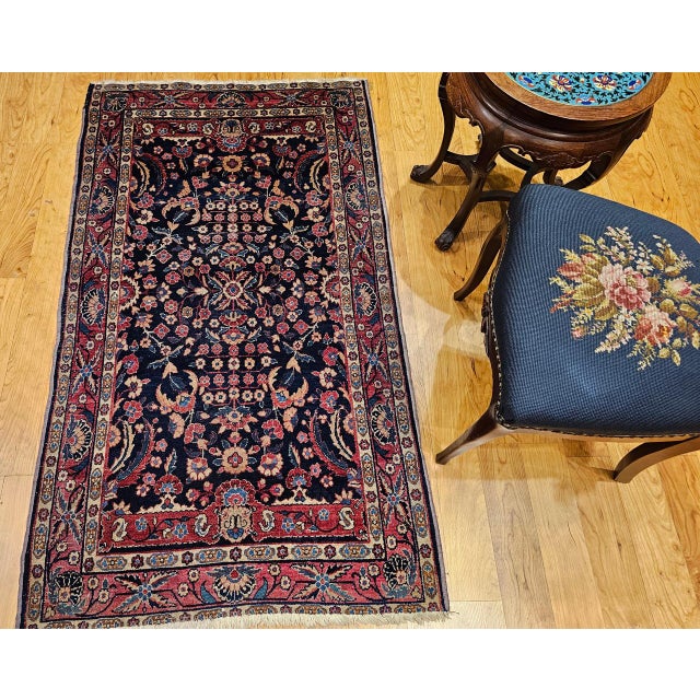 Vintage Indian Agra Rug, Handwoven Wool Pile, Allover Floral Design, 3' x 5' For Sale - Image 10 of 13
