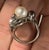 Art Deco 1990s Woman's Joseph Esposito Multi Color Pearl .925 Sterling Silver Ring Sz 6 For Sale - Image 3 of 7
