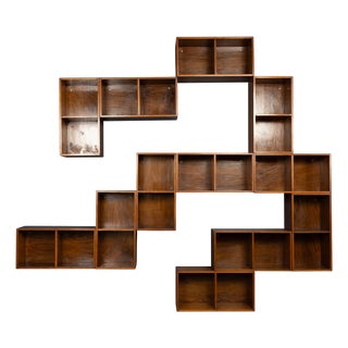 20th Century English Walnut Modular Shelving Boxes by Unix, 1960s, Set of 12 For Sale