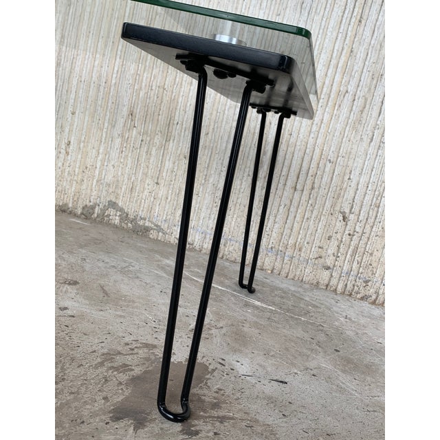Transparent Mid-Century Modern Metal Table With Glass Top and Nickel Supports For Sale - Image 8 of 9
