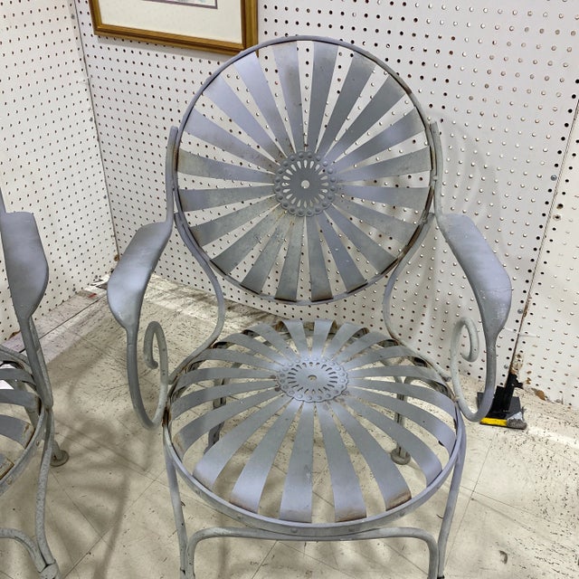 French 1930’s Francois Carre Sunburst Garden Arm Chairs - a Pair For Sale - Image 3 of 10