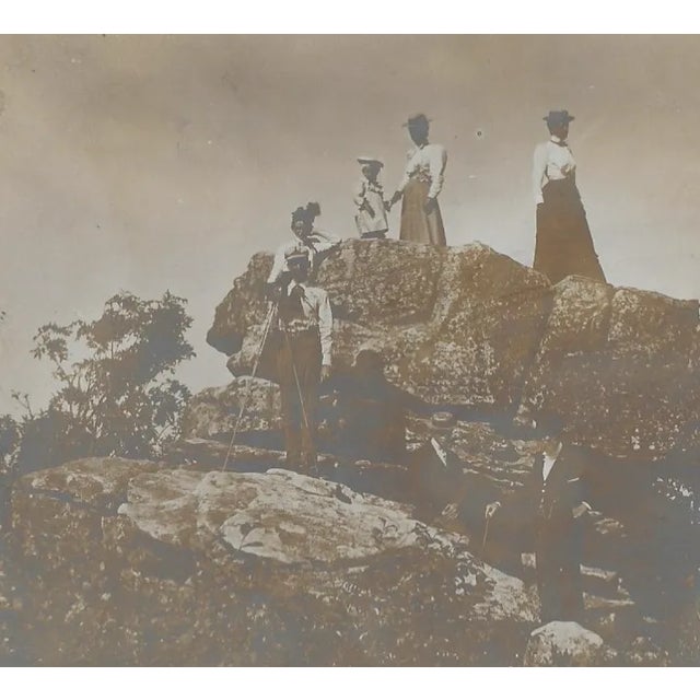 1890-1910 photograph of people on Umbrella Rock, located at Lookout Mountain in Chattanooga, Tennessee. There are several...