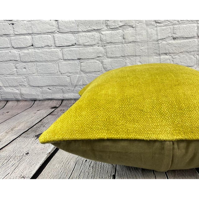 20 x 20 Hemp Pillow Turkish Cushion Natural Green Pillow Cushion Cover For Sale - Image 4 of 4