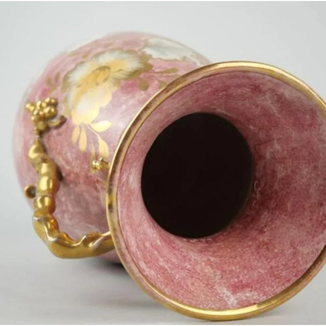 Superb handpainted Mica Italy ceramic vase with its golden twisted handles signed MICA Italy with grape golden decorations...