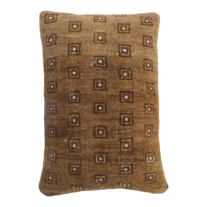 Vintage Zabihi Collection Large Brown Turkish Rug Pillow