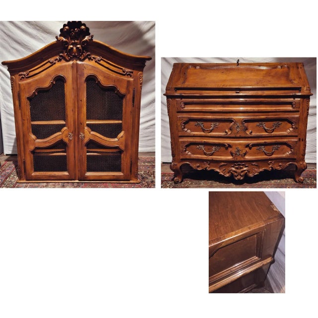 1950s - Country French Louis XV Secretary Bookcase - Hutch - Bar Cabinet For Sale - Image 12 of 12