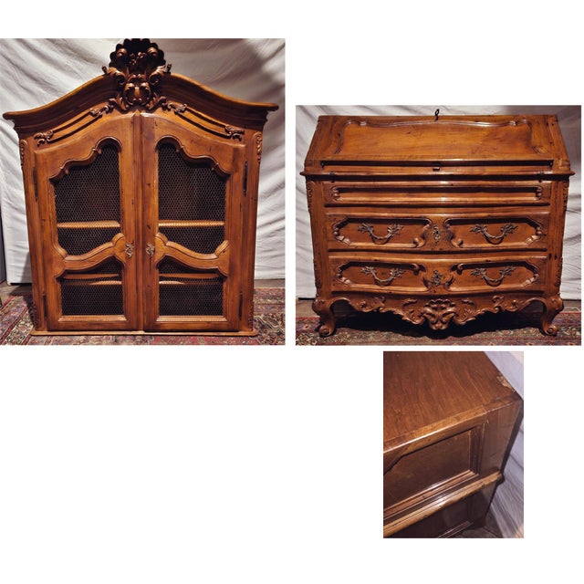Made in Italy - Bloomingdales Exclusive - 1950s - Country French Louis XV Secretary Bookcase For Sale - Image 12 of 12