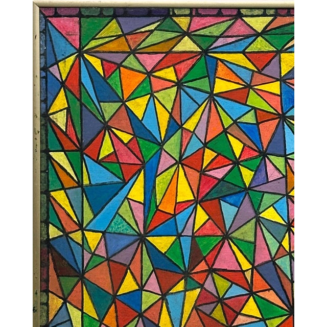 Abstract Original 1987 Painting by J. Zizabin 24 X 20 For Sale - Image 3 of 4