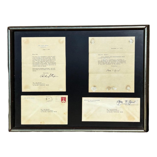 Framed Richard Nixon & Spiro Agnew Watergate Letters 1973 For Sale