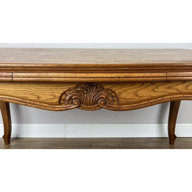 Wood French Louis XVI Extendable Dining Table in Carved Oak For Sale - Image 7 of 15