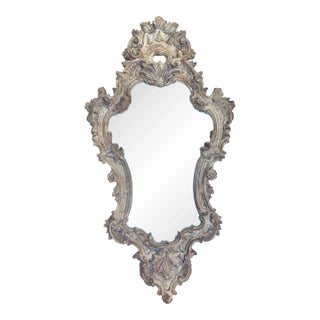 Early 20th Century Rococo Baroque Italian Style Intricate Cream Wall Mirror For Sale