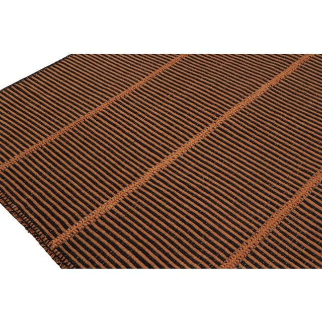 2010s Rug & Kilim’s Contemporary Kilim in Orange and Black Stripes For Sale - Image 5 of 7
