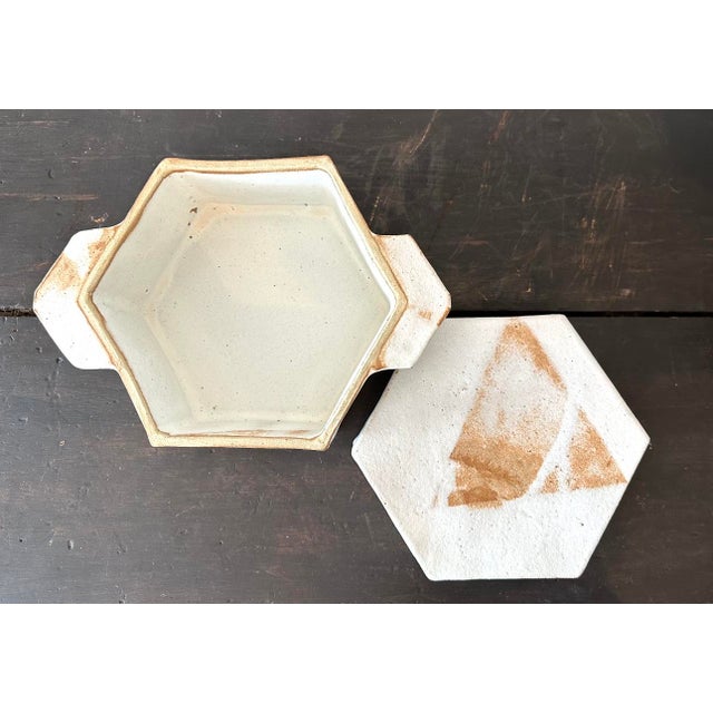 Vintage Geometric Ceramic Container With Lid For Sale In West Palm - Image 6 of 7
