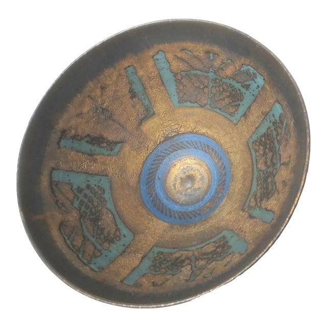 Ann Kinney studio Pottery, Fine ceramic bowl with a modern design. Metallic copper/brass glaze with an organic metallic...