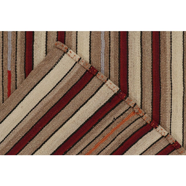 Textile Shahsavan Palas Persian Kilim in Red, Beige-Brown Stripes by Rug & Kilim For Sale - Image 7 of 7