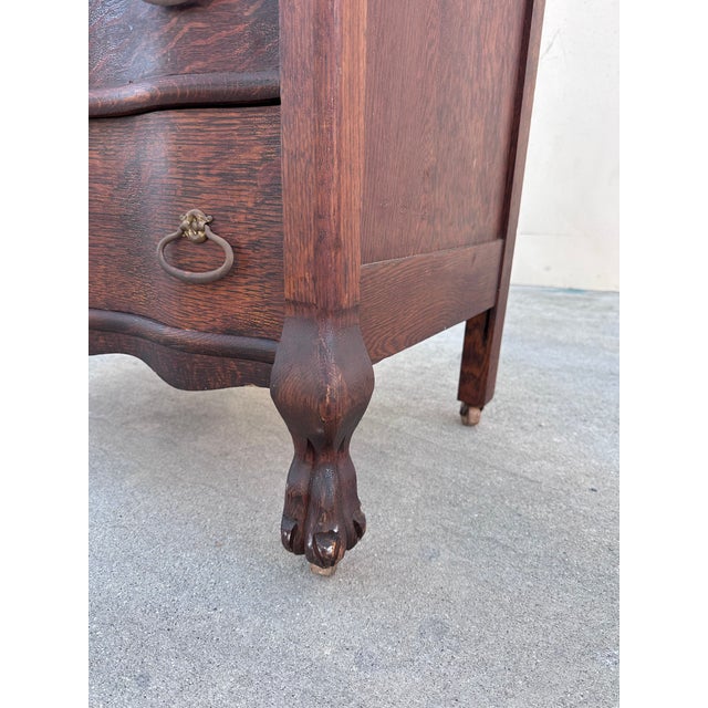 1900 - 1909 Antique Tiger Oak Chest on Casters For Sale - Image 5 of 6