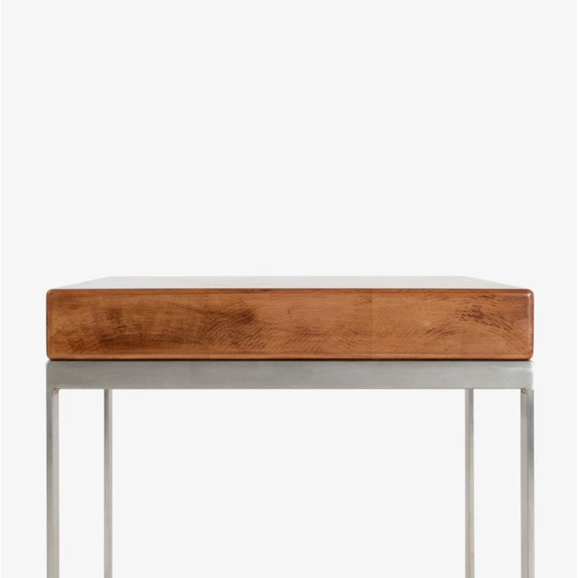 Modern Solid Wood Accent Bench Tables With Steel Bases, Pair For Sale - Image 3 of 7