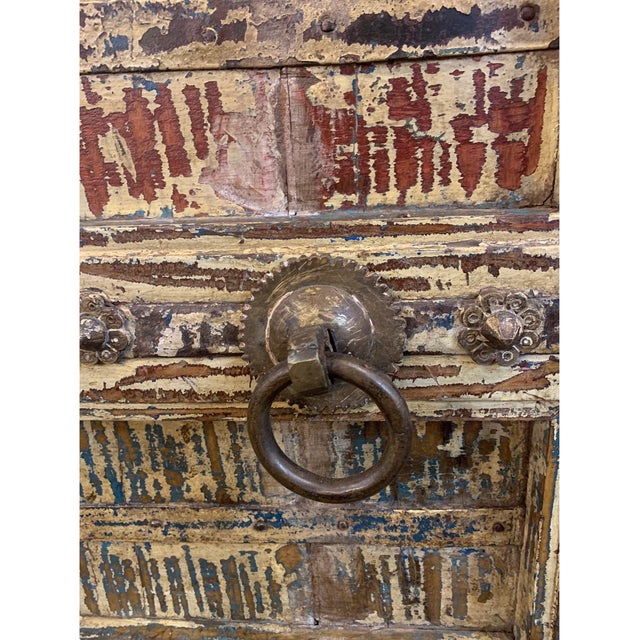 1930s Unique 50" Tall Teak Wood Cabinet | Rustic Farmhouse Armoire | Antique Repurposed Door Cupboard | Handmade Distressed Storage Furniture For Sale - Image 5 of 8