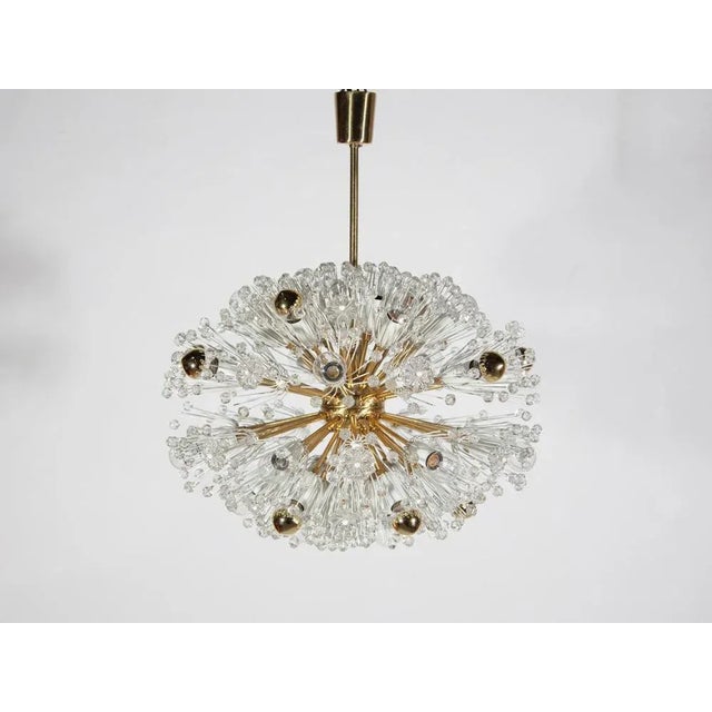 Eclipse Blowball Brass and Crystal Ceiling Light attributed to Emil Stejnar for Rupert Nikoll, 1950s For Sale - Image 9 of 12