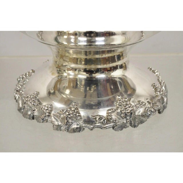 Victorian Vintage English Victorian Silver Plated Grapevine Pedestal Base Punch Bowl For Sale - Image 3 of 10