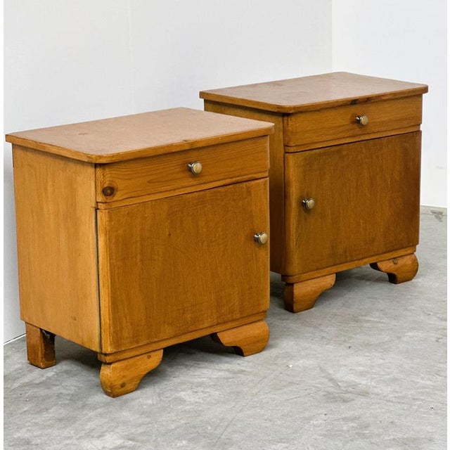Vintage Art Deco Bedside Cabinets in Wood, 1930s, Set of 2 For Sale - Image 6 of 10