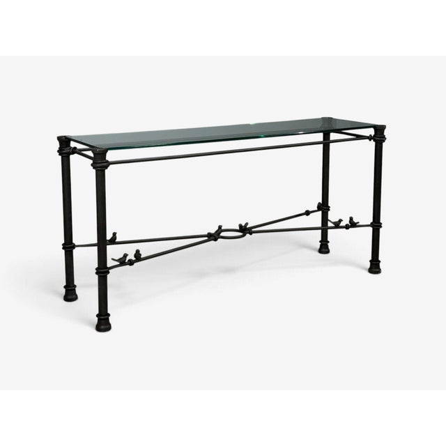 1970s Giacometti Style, Console Table, Forged Metal, Glass, Usa, 1970s For Sale - Image 5 of 15