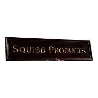 1920s e.r. Squibb and Sons Gilt Drugstore Display Sign For Sale