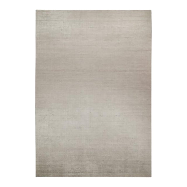 2010s Rug & Kilim’s Plain Modern Rug in Solid Silver-Gray Tone-on-Tone For Sale
