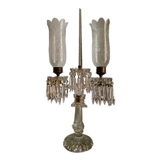 19thc French Napoleon III Cut Crystal W/ Art Glass Candelabra Attribution Baccarat France For Sale