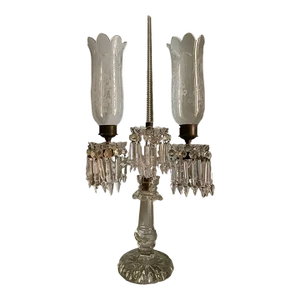 19thc French Napoleon III Cut Crystal W/ Art Glass Candelabra Attribution Baccarat France