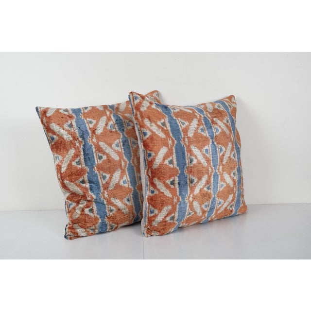 Striped Silk Ikat Velvet Pillow Cover - A Pair -Luxurious cushion cover of handloomed ikat fabric -Insert is NOT included...