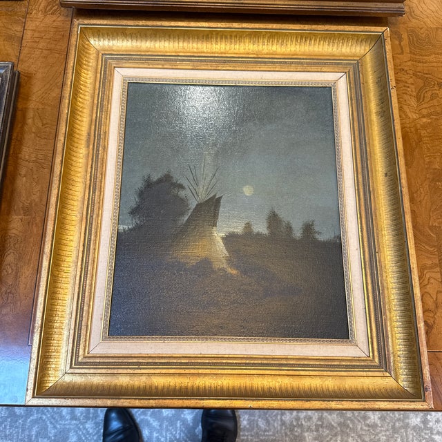 Wood Circa 1970's James Davies Framed Landscape Series of Tee-Pee, Set of Four For Sale - Image 7 of 8