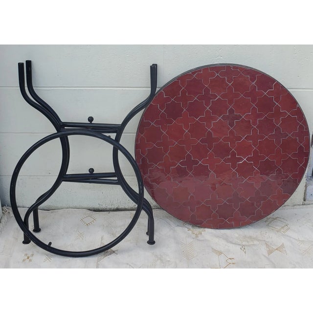 Moroccan 27" Red Moroccan Mosaic Table For Sale - Image 3 of 8