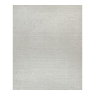 2010s Rug & Kilim’s Plain Modern Rug in Solid Silver-Gray Tone-on-Tone - 13x16 For Sale