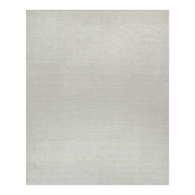 2010s Rug & Kilim’s Plain Modern Rug in Solid Silver-Gray Tone-on-Tone - 13x16 For Sale