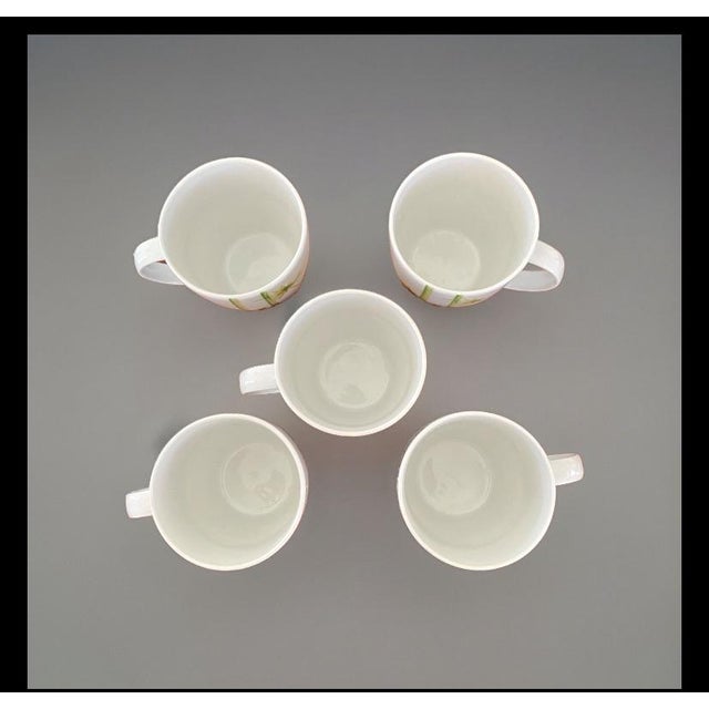 Contemporary Lubiana Poland Bamboo Flower Coffee Tea Mugs, a Set of 5 For Sale - Image 3 of 6