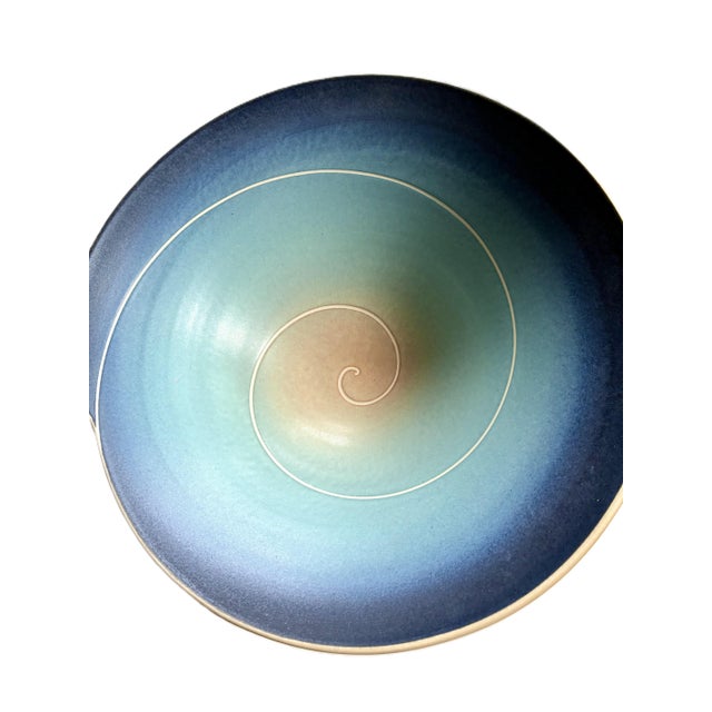Signed Wayne Bates Sculptural Studio Art Pottery Bowl / Hand Turned Ceramic Post Modern Decorative Centerpiece Bowl For Sale - Image 10 of 12