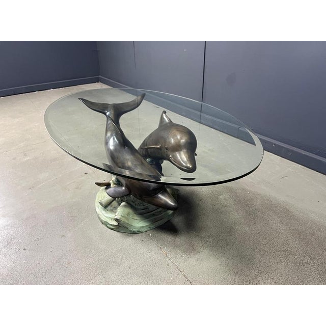 Metal Bronze Dolphin Coffee Table by C. Caudion, 1960s For Sale - Image 7 of 17