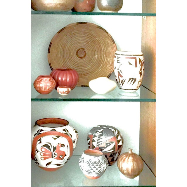 1980s Signed Original Native American Pottery Vase, by Alvina Yepa, Jemez Pueblo New Mexico, Carved Redware With Sgraffito, Certificate of Authenticity For Sale - Image 5 of 8