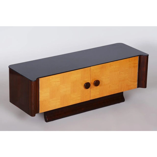 Art Deco Checkered Inlay Cabinet in Mahogany & Maple attributed to Jindrich Halabala for Up Závody, 1940s For Sale - Image 3 of 7