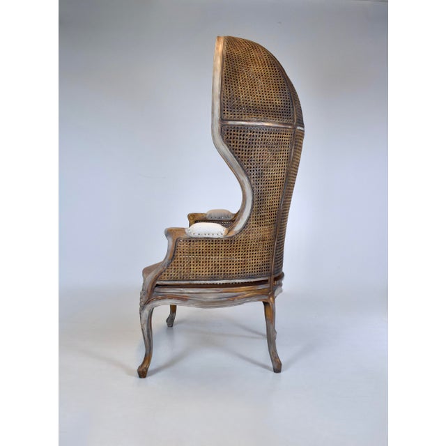1980s Vintage Canopy Porter Chair French Country Louis XV Style, Double Cane For Sale - Image 5 of 13
