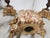 This beautiful trio sits on pink marble bases that will come apart for shipping. The clock no longer has it's inside parts...