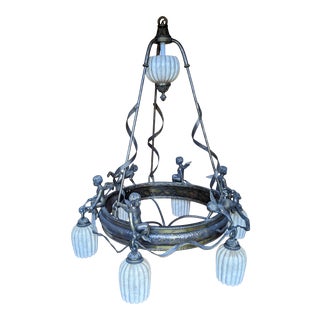 Maitland-Smith Bronze 6 Cherub 7-Lights Palace Chandelier For Sale