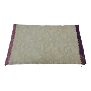 Vintage Purple and Natural Moroccan Embroidered Sheer Textile Fragment