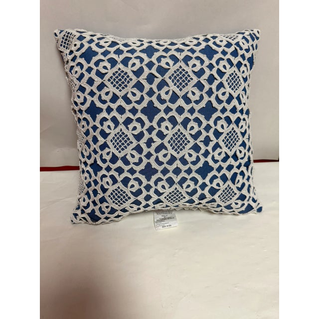 18 x 18 Throw Pillow Canvas Regatta Fabric. The front side is Hand Embroidery Brand New