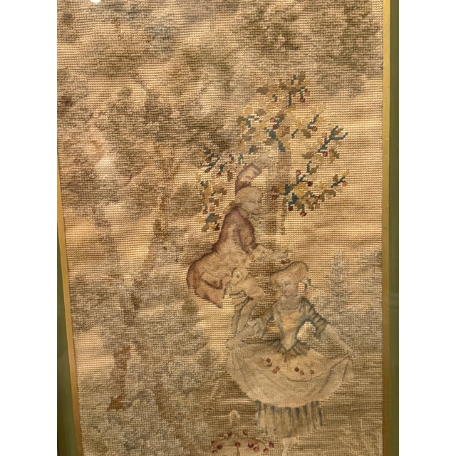 Pair of 19th-Century Figural Needlepoint & Petit Point Pastoral Panels For Sale - Image 10 of 16