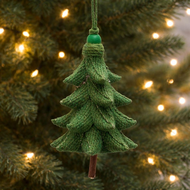 Contemporary Rustic Tree Ornaments (Set of 4)  5.5" Plastic with Jute Hangers For Sale - Image 3 of 5