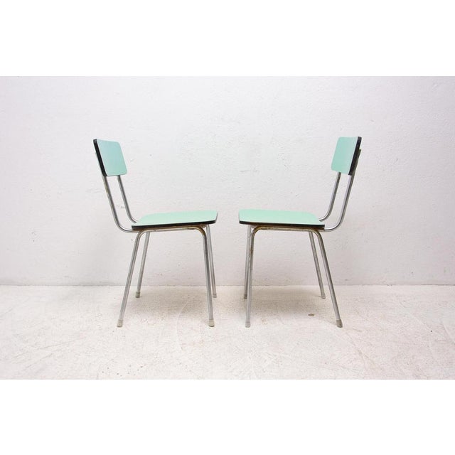 Gold Set of Czechoslovak Cafe Chairs in Formica, 1960s For Sale - Image 8 of 18